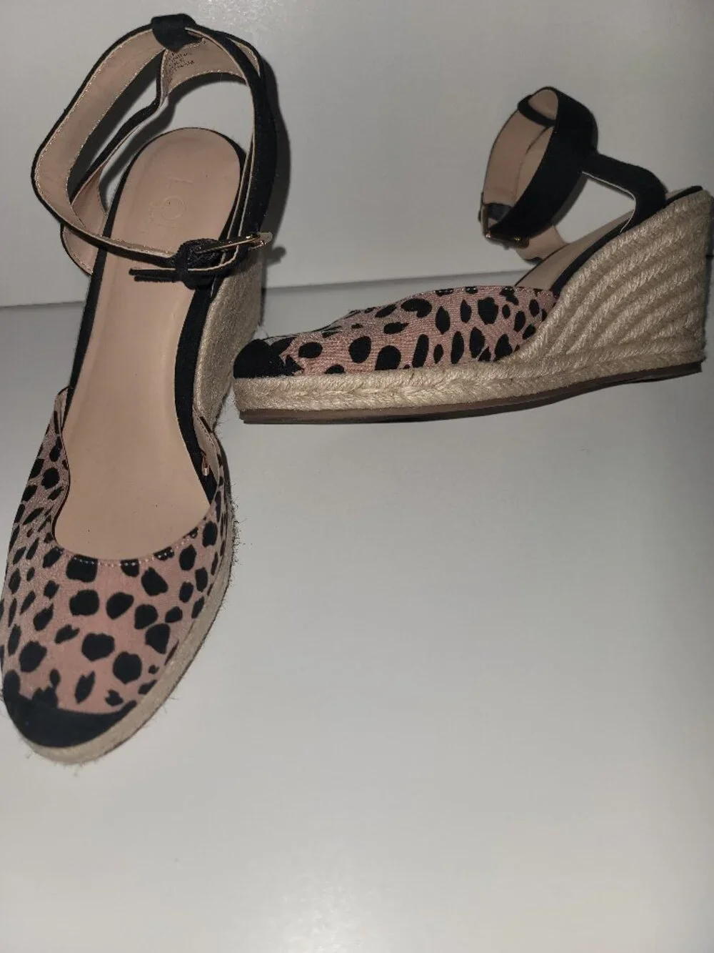 LOFT Animal Print Espadrille Wedges Size 9